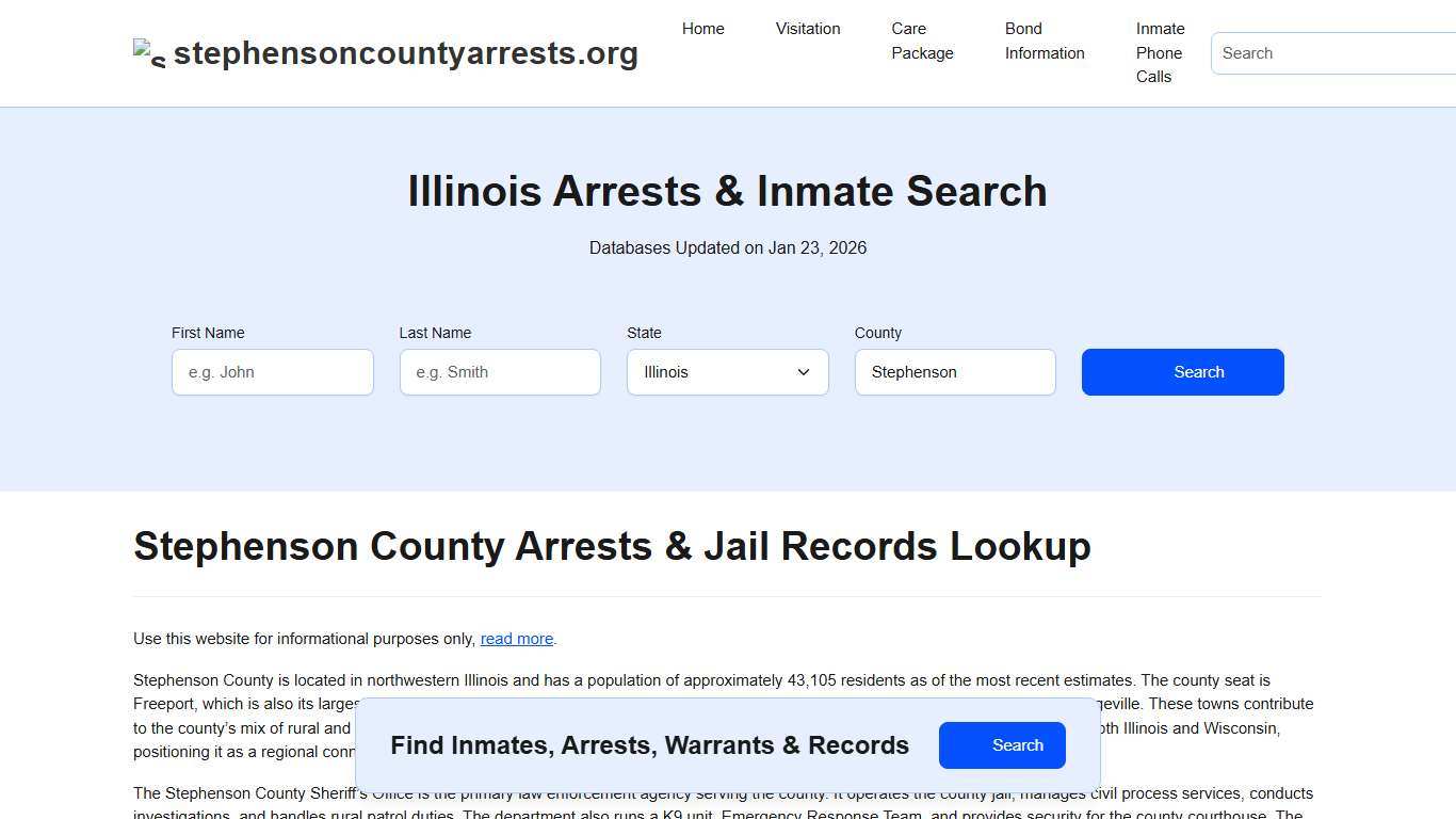 Stephenson County, IL Arrests, Warrants, Police Records Search