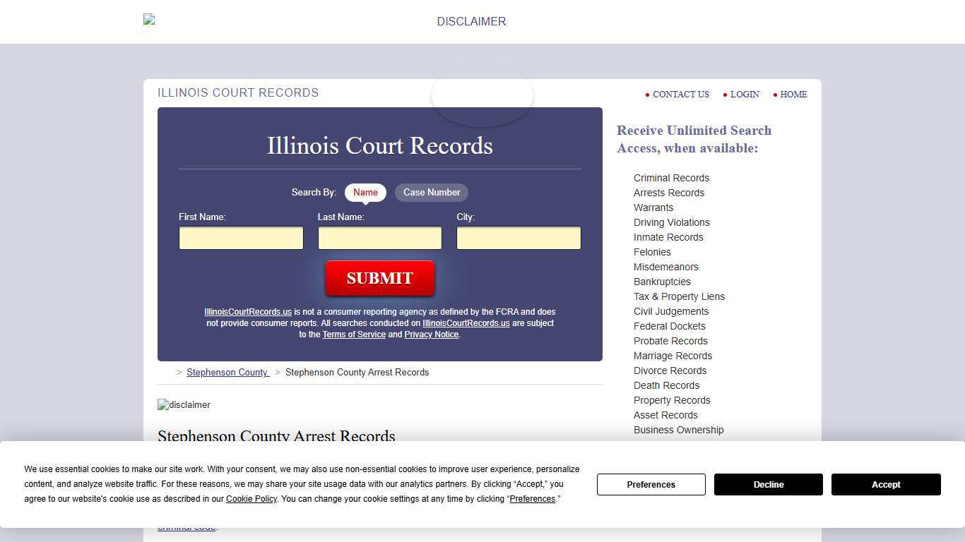 Stephenson County Arrest Records IllinoisCourtRecords.us